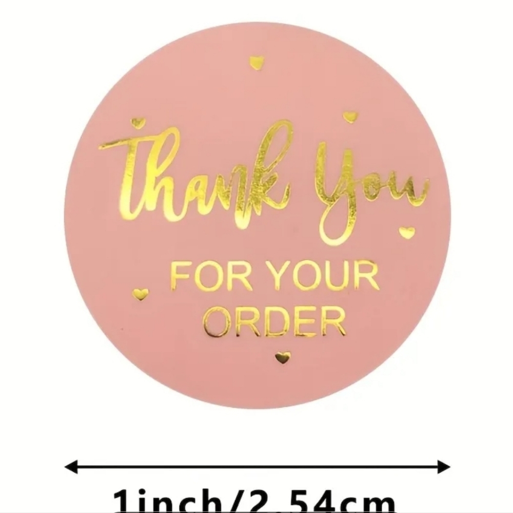 500 Thank You Stickers Gold And Pink NIP